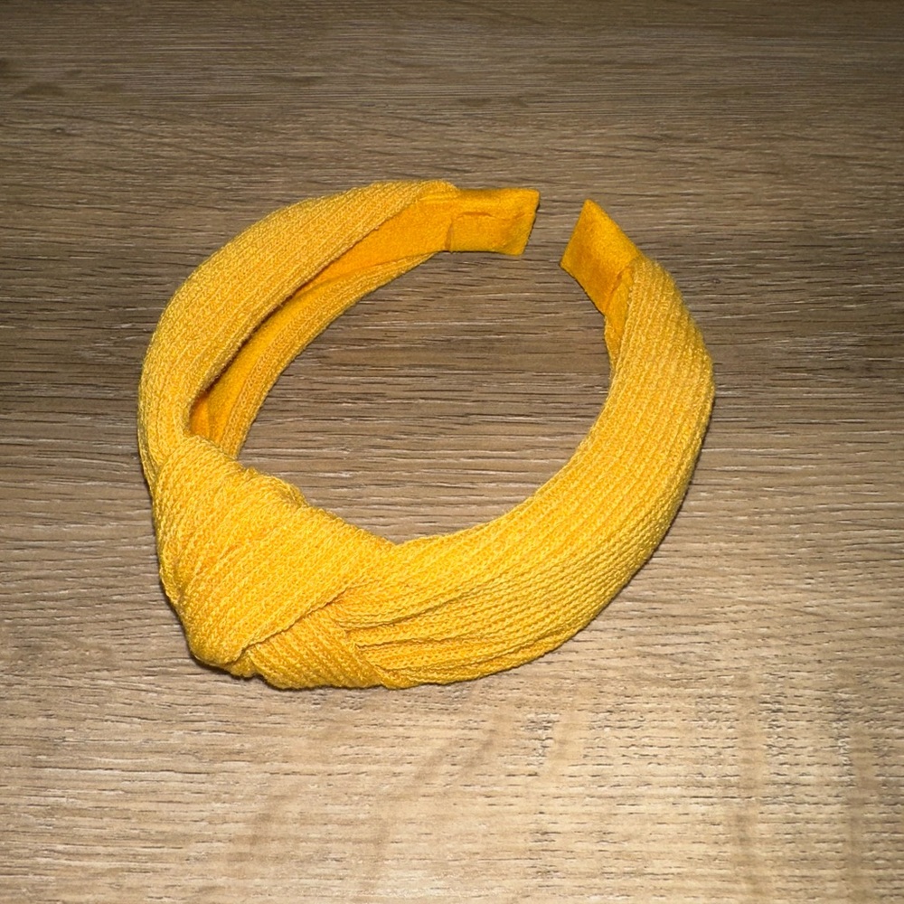 Anthropologie Knotted Textured Headband - Mustard Yellow - NWOT